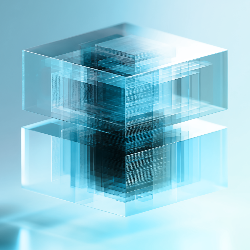 Glass PV case translation platform — abstract geometric visual representing speed and precision